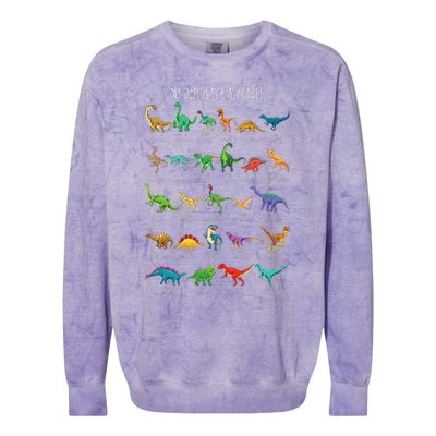 Types Of Dinosaurs Alphabet Az Abc Dino Identification Colorblast Crewneck Sweatshirt