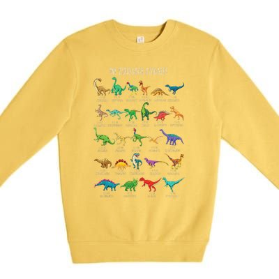 Types Of Dinosaurs Alphabet Az Abc Dino Identification Premium Crewneck Sweatshirt