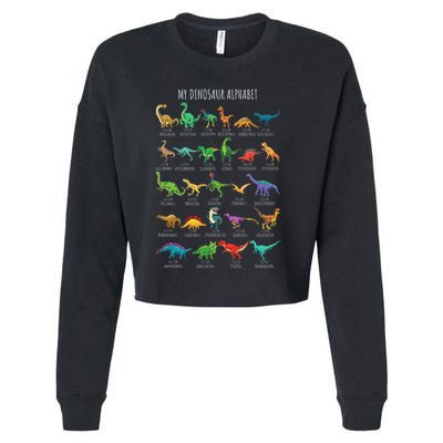 Types Of Dinosaurs Alphabet Az Abc Dino Identification Cropped Pullover Crew