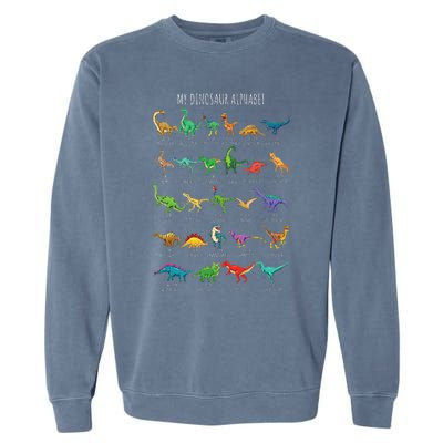 Types Of Dinosaurs Alphabet Az Abc Dino Identification Garment-Dyed Sweatshirt