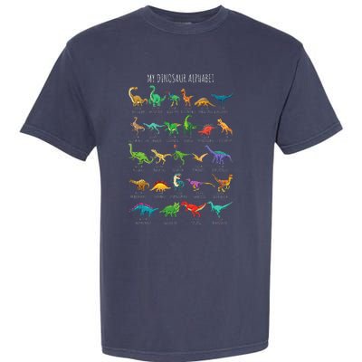 Types Of Dinosaurs Alphabet Az Abc Dino Identification Garment-Dyed Heavyweight T-Shirt