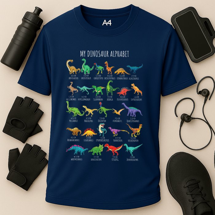 Types Of Dinosaurs Alphabet Az Abc Dino Identification Performance Shirt