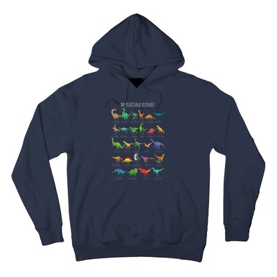 Types Of Dinosaurs Alphabet Az Abc Dino Identification Hoodie