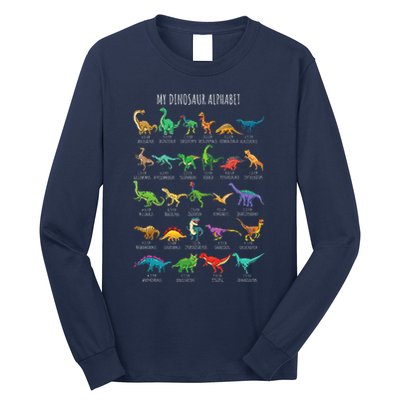Types Of Dinosaurs Alphabet Az Abc Dino Identification Long Sleeve Shirt