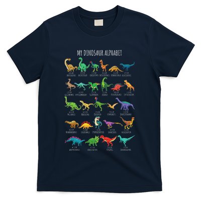 Types Of Dinosaurs Alphabet Az Abc Dino Identification T-Shirt