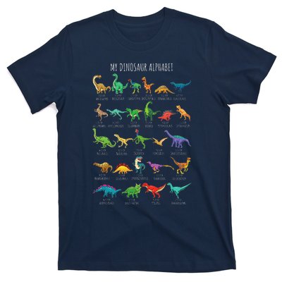 Types Of Dinosaurs Alphabet Az Abc Dino Identification T-Shirt