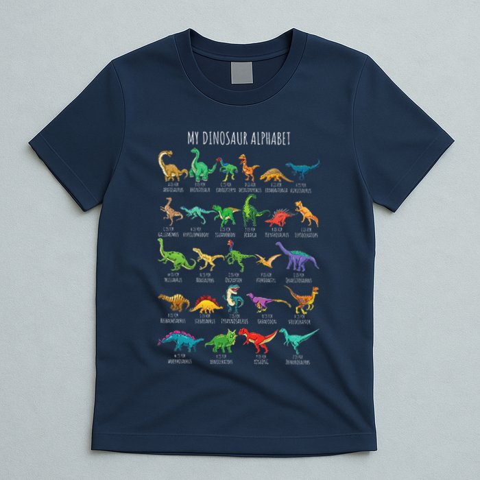 Types Of Dinosaurs Alphabet Az Abc Dino Identification T-Shirt