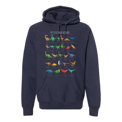 Types Of Dinosaurs Alphabet Az Abc Dino Identification Premium Hoodie