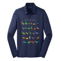 Types Of Dinosaurs Alphabet Az Abc Dino Identification Silk Touch Performance Long Sleeve Polo