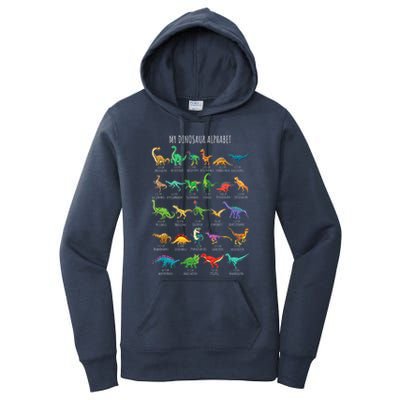 Types Of Dinosaurs Alphabet Az Abc Dino Identification Women's Pullover Hoodie