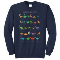 Types Of Dinosaurs Alphabet Az Abc Dino Identification Tall Sweatshirt