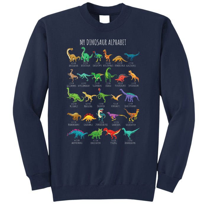 Types Of Dinosaurs Alphabet Az Abc Dino Identification Tall Sweatshirt