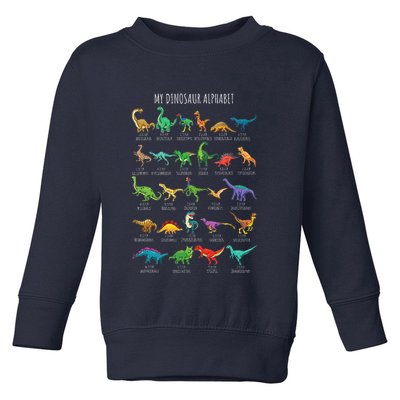 Types Of Dinosaurs Alphabet Az Abc Dino Identification Toddler Sweatshirt