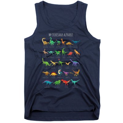 Types Of Dinosaurs Alphabet Az Abc Dino Identification Tank Top