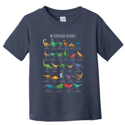 Types Of Dinosaurs Alphabet Az Abc Dino Identification Toddler T-Shirt