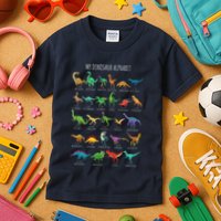 Types Of Dinosaurs Alphabet Az Abc Dino Identification Kids T-Shirt