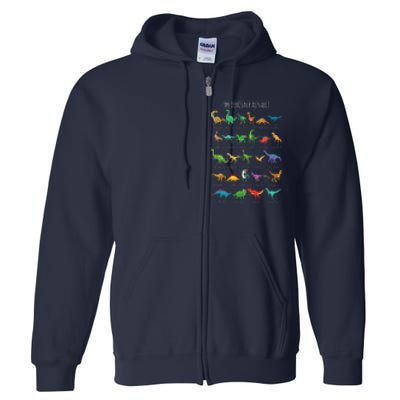 Types Of Dinosaurs Alphabet Az Abc Dino Identification Full Zip Hoodie