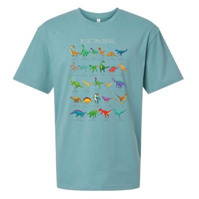 Types Of Dinosaurs Alphabet Az Abc Dino Identification Sueded Cloud Jersey T-Shirt