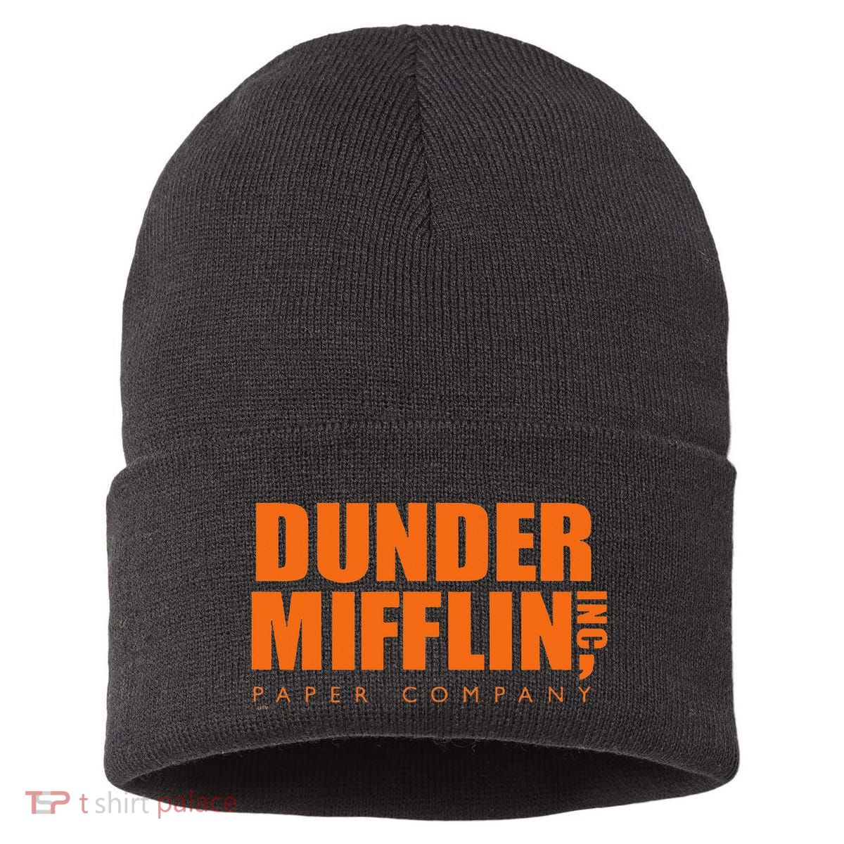 The Office Dunder Mifflin Logo Orange Sustainable Knit Beanie