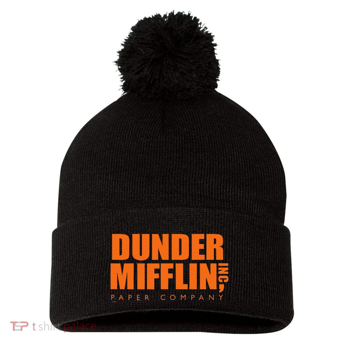 The Office Dunder Mifflin Logo Orange Pom Pom 12in Knit Beanie