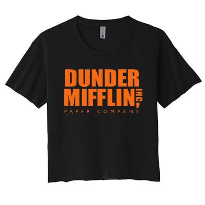 The Office Dunder Mifflin Logo Orange Women's Crop Top Tee