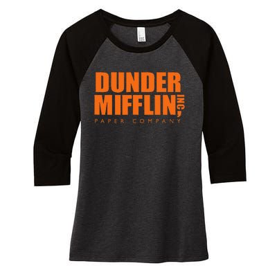 The Office Dunder Mifflin Logo Orange Women's Tri-Blend 3/4-Sleeve Raglan Shirt