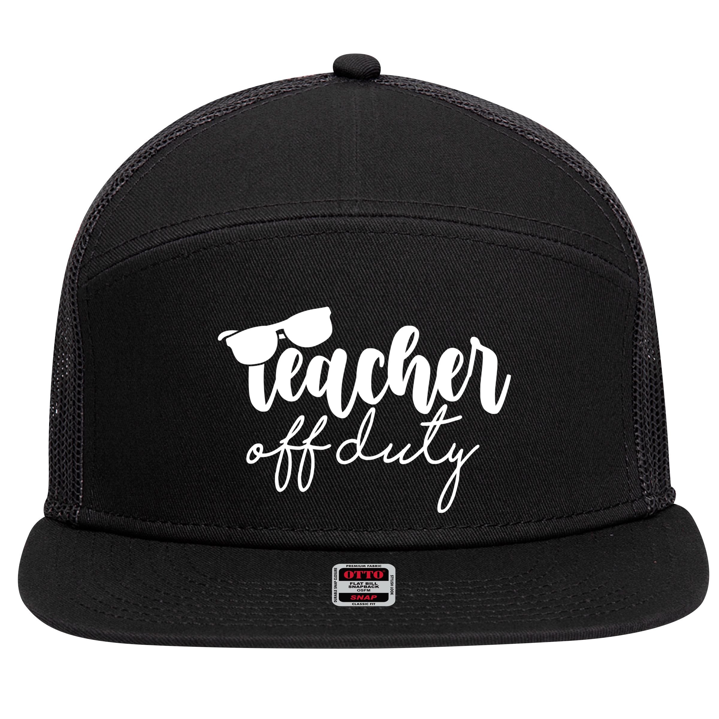 Teacher Off Duty Summer Break 7 Panel Mesh Trucker Snapback Hat