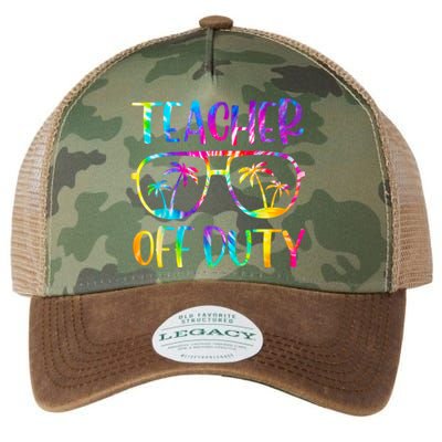 Teacher Off Duty Summer Last Day Of School Tie Dye Glasses Legacy Tie Dye Trucker Hat