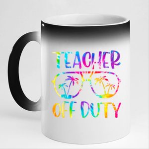 Teacher Off Duty Summer Last Day Of School Tie Dye Glasses 11oz Black Color Changing Mug