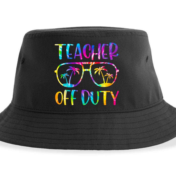 Teacher Off Duty Summer Last Day Of School Tie Dye Glasses Sustainable Bucket Hat