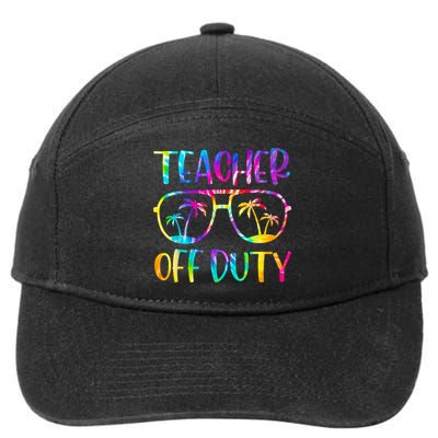 Teacher Off Duty Summer Last Day Of School Tie Dye Glasses 7-Panel Snapback Hat