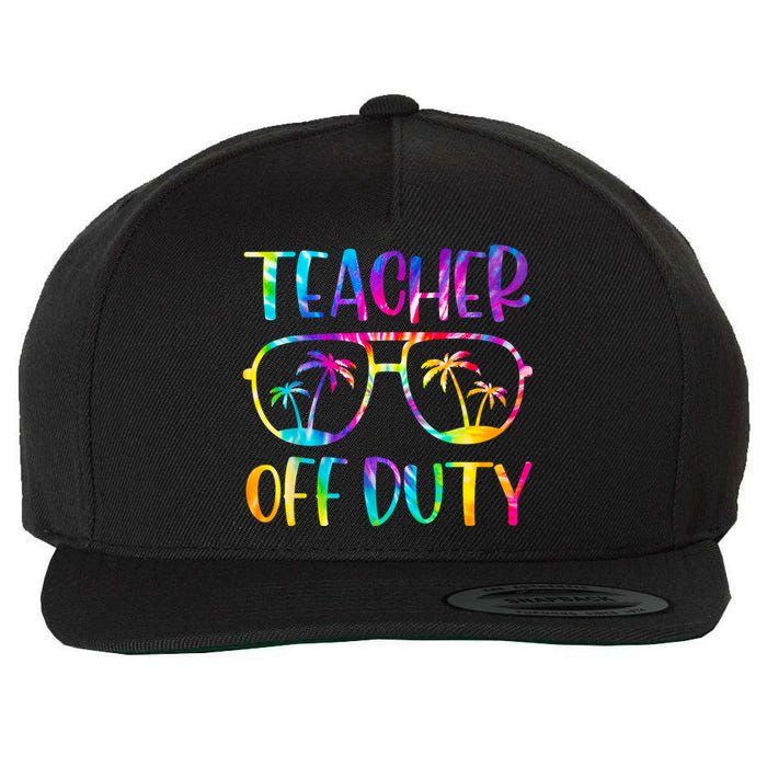 Teacher Off Duty Summer Last Day Of School Tie Dye Glasses Wool Snapback Cap