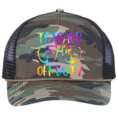 Teacher Off Duty Summer Last Day Of School Tie Dye Glasses Retro Rope Trucker Hat Cap