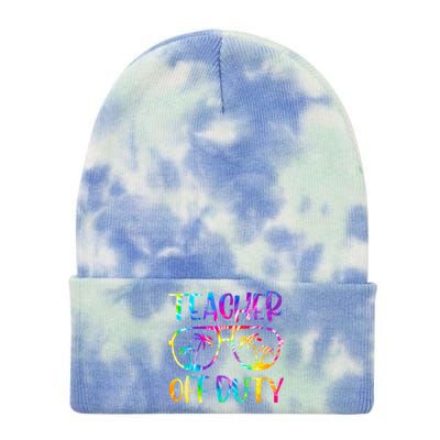 Teacher Off Duty Summer Last Day Of School Tie Dye Glasses Tie Dye 12in Knit Beanie