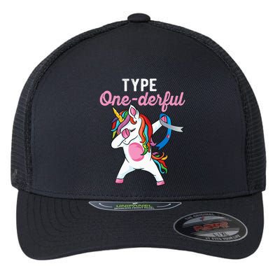 Type Onederful Dabbing unicorn Type 1 Diabetes Awareness Flexfit Unipanel Trucker Cap