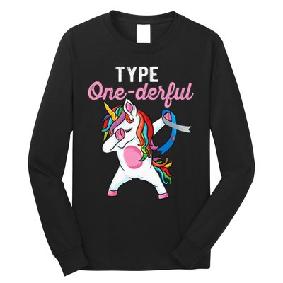 Type Onederful Dabbing unicorn Type 1 Diabetes Awareness Long Sleeve Shirt