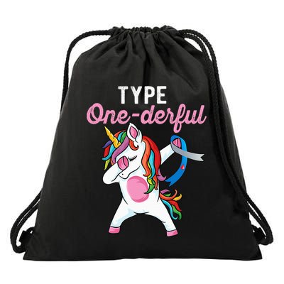 Type Onederful Dabbing unicorn Type 1 Diabetes Awareness Drawstring Bag