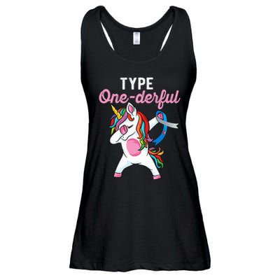 Type Onederful Dabbing unicorn Type 1 Diabetes Awareness Ladies Essential Flowy Tank