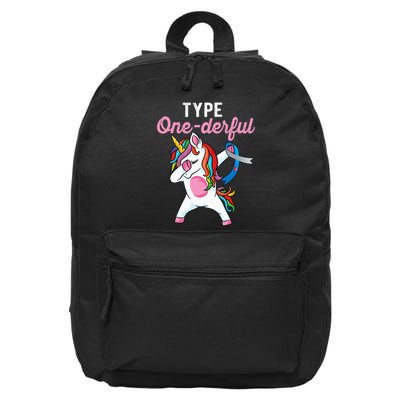 Type Onederful Dabbing unicorn Type 1 Diabetes Awareness 16 in Basic Backpack