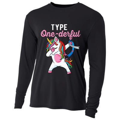 Type Onederful Dabbing unicorn Type 1 Diabetes Awareness Cooling Performance Long Sleeve Crew