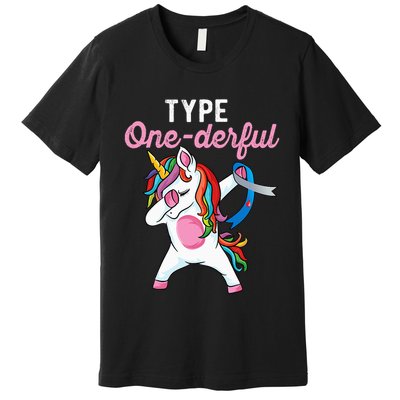 Type Onederful Dabbing unicorn Type 1 Diabetes Awareness Premium T-Shirt
