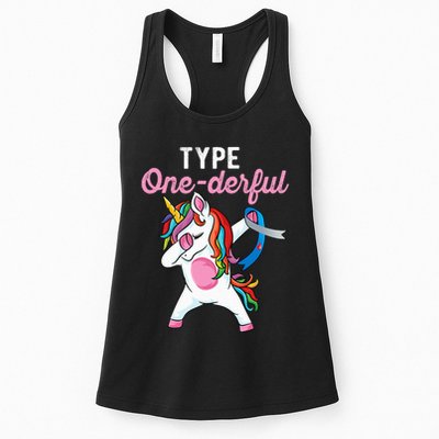 Type Onederful Dabbing unicorn Type 1 Diabetes Awareness Womens Tank Top
