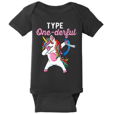 Type Onederful Dabbing unicorn Type 1 Diabetes Awareness Baby Bodysuit