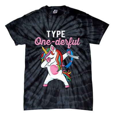 Type Onederful Dabbing unicorn Type 1 Diabetes Awareness Tie-Dye T-Shirt