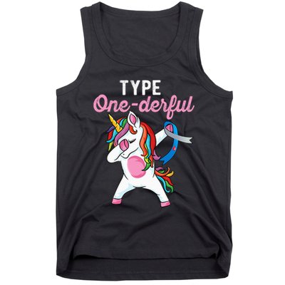 Type Onederful Dabbing unicorn Type 1 Diabetes Awareness Tank Top