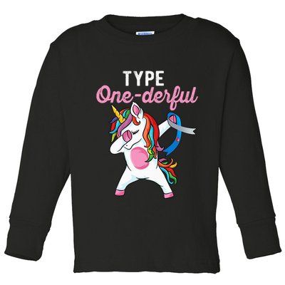 Type Onederful Dabbing unicorn Type 1 Diabetes Awareness Toddler Long Sleeve Shirt