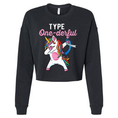 Type Onederful Dabbing unicorn Type 1 Diabetes Awareness Cropped Pullover Crew