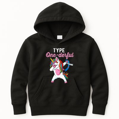 Type Onederful Dabbing unicorn Type 1 Diabetes Awareness Kids Hoodie