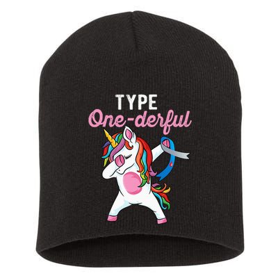 Type Onederful Dabbing unicorn Type 1 Diabetes Awareness Short Acrylic Beanie