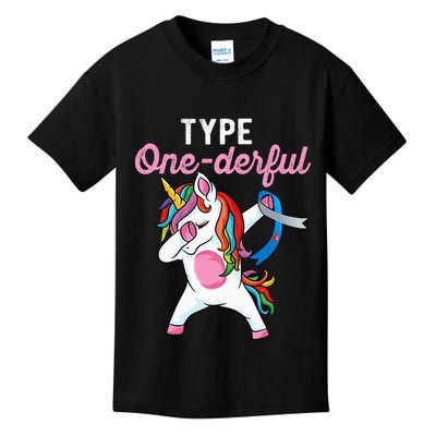 Type Onederful Dabbing unicorn Type 1 Diabetes Awareness Kids T-Shirt